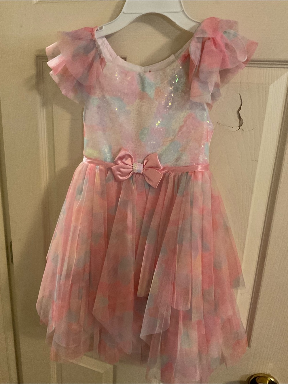 Jona Michelle Pastel Pink and Multicolor Iridescent Tulle Dress Princess Size 6 - Picture 3 of 9